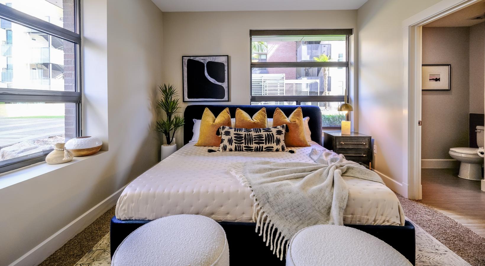 Sleep in style a bedroom with a large window
