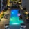 a pool in a courtyard between buildings