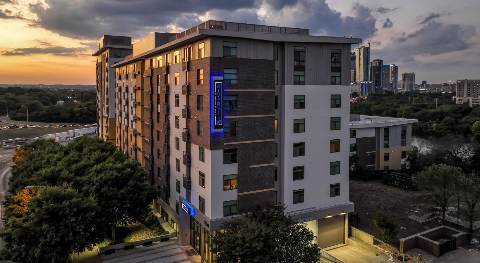 Settle into comfort at Berkshire Riverview a building with a lot of windows