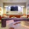 a living room with a large tv